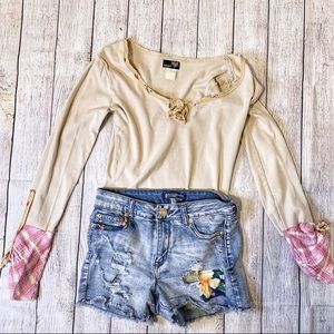 Y2K Buffalo long sleeve with pink plaid detail